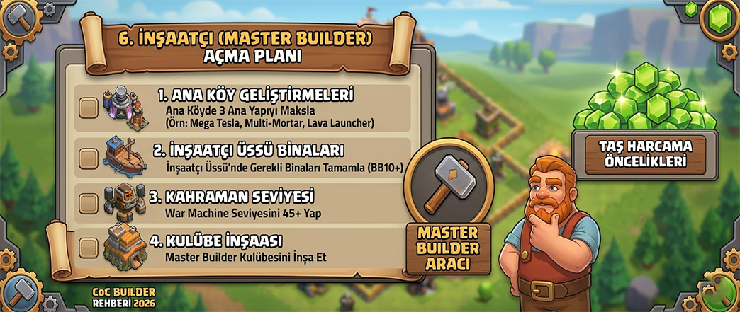 CoC Builder Rehberi 2026: Kaç Taş Lazım, Hangi Sırada Açılmalı?