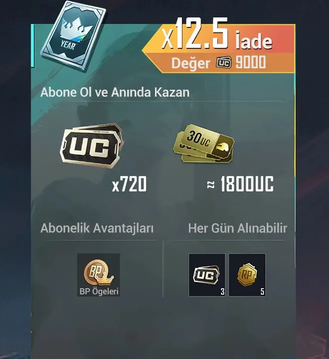 Pubg Mobile Prime (12 Aylık)