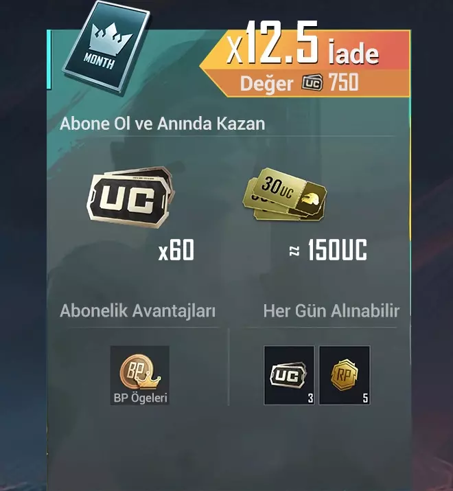 Pubg Mobile Prime (1 Aylık)