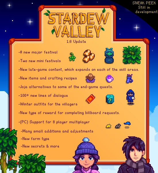 Stardew Valley'e 1.6 Yamasıyla Gelecek Yenilikler! Stardew Valley'e 1.6 Yamasıyla Gelecek Yenilikler!