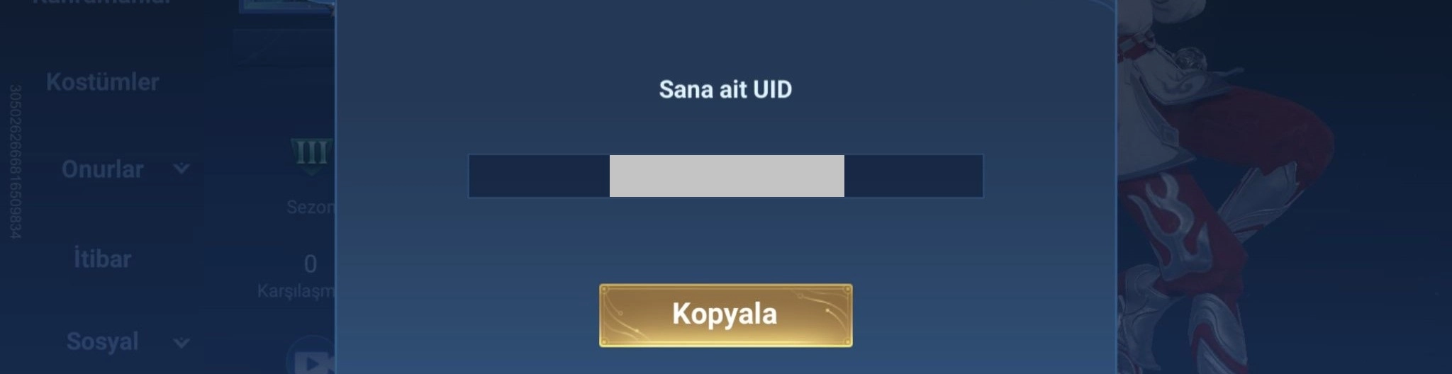 Honor of Kings UID Görüntüleme ve Jeton Yükleme Honor of Kings UID Görüntüleme ve Jeton Yükleme