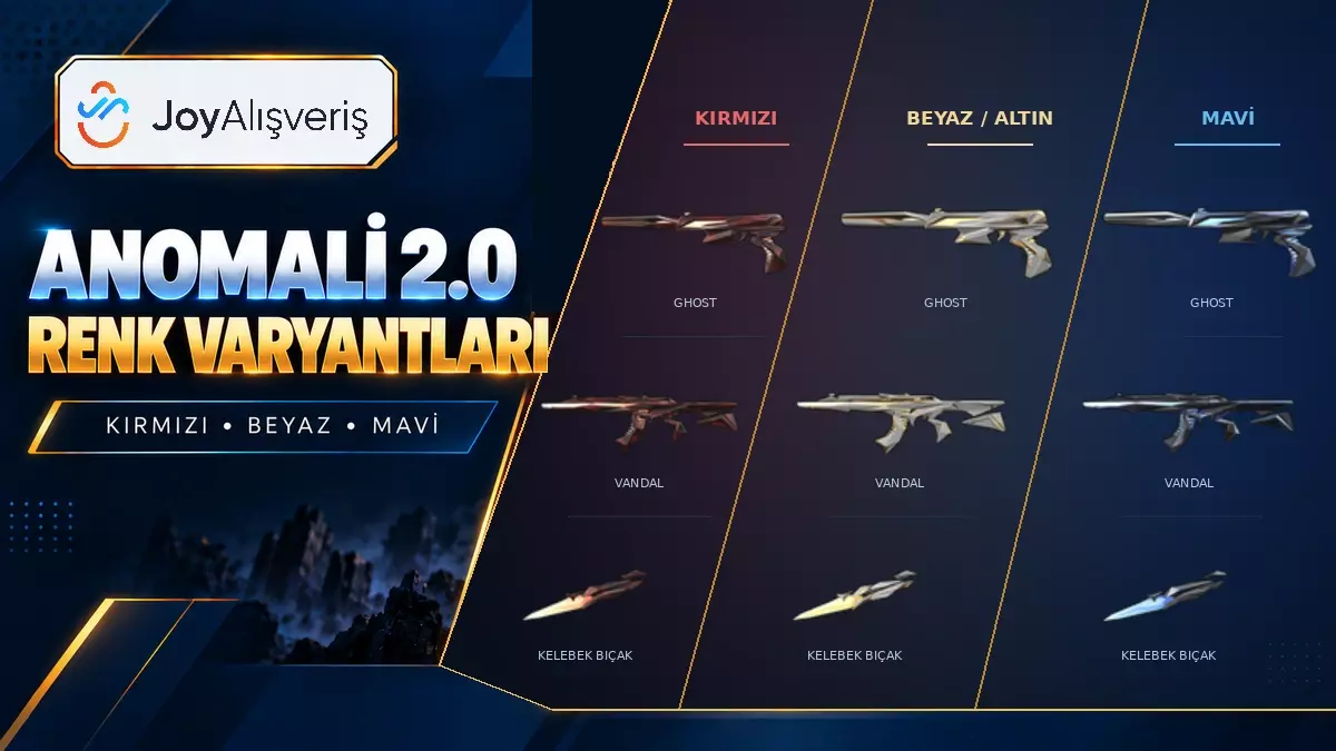 Valorant Anomali 2.0 Fiyatları: Vandal, Ghost ve Kelebek Bıçak Valorant Anomali 2.0 Fiyatları: Vandal, Ghost ve Kelebek Bıçak
