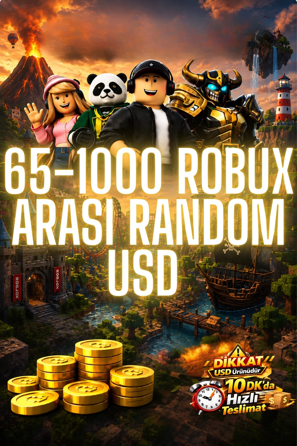 65 -1000 Arası Random Robux USD