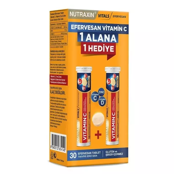 Nutraxin Vitamin C D Zinc 15 Efervesan Tablet İkili Kofre