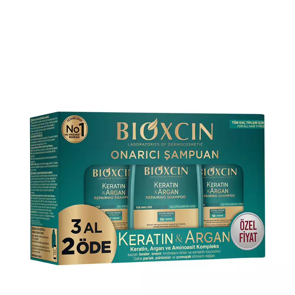 Bioxcin Keratin & Argan Onarıcı Şampuan 300 Ml 3 Al 2 Öde
