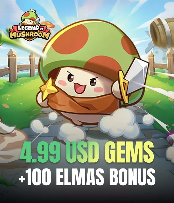 Legend of Mushroom 4.99 USD Gems + 100 Elmas
