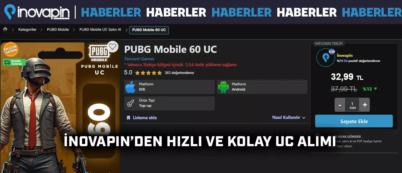 İnovapin'den Hızlı Ve Kolay UC Alımı!
