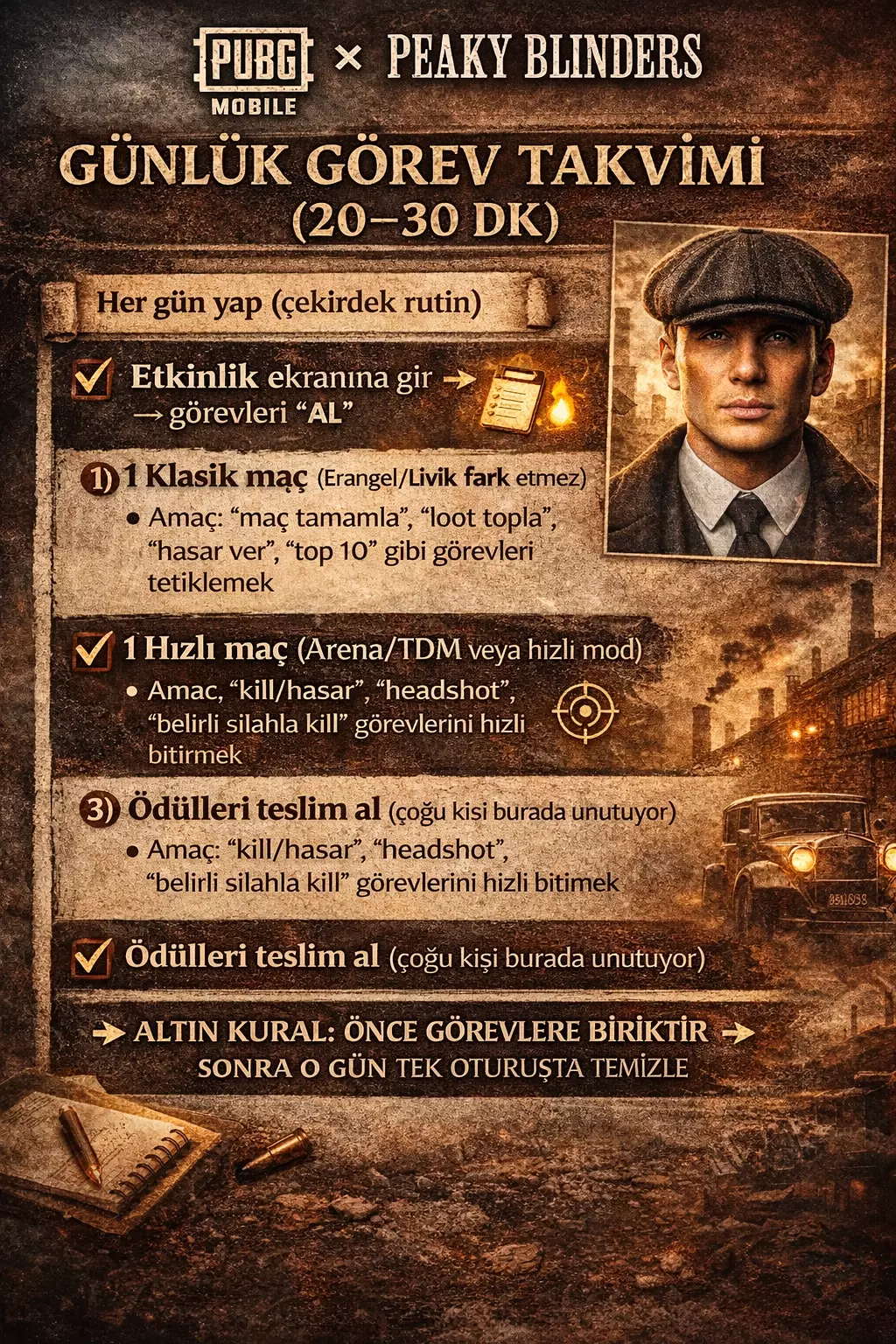 PUBG MOBILE × Peaky Blinders: UC’siz alınabilenler ve Görev Takvimi PUBG MOBILE × Peaky Blinders: UC’siz alınabilenler ve Görev Takvimi