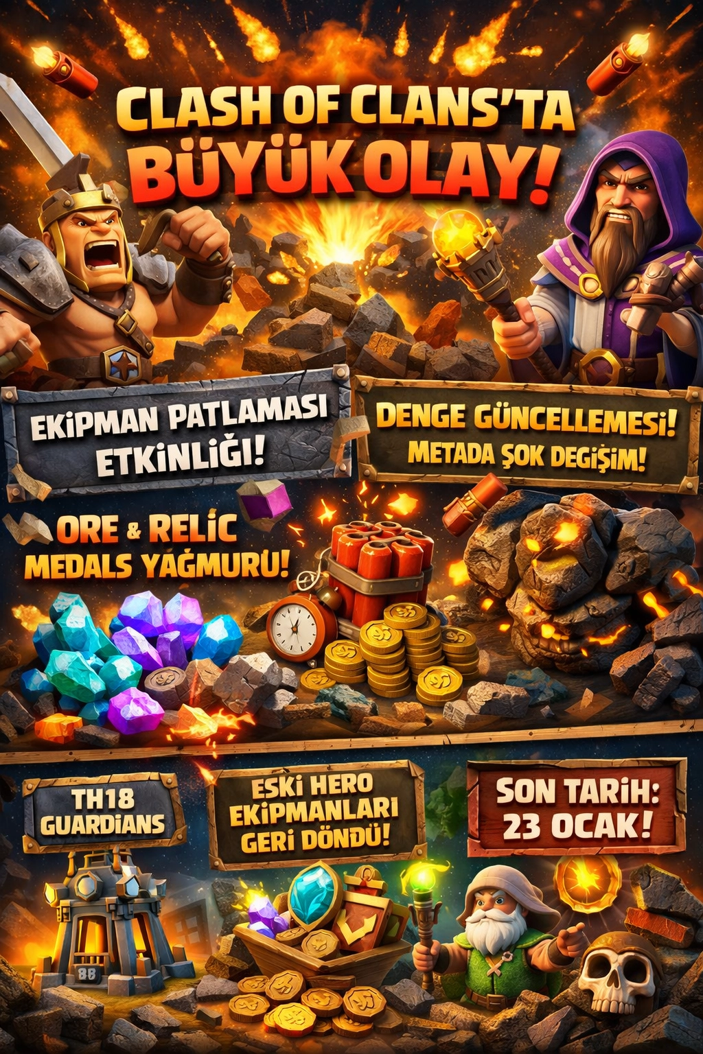 Clash of Clans’ta Şok: Ekipman Patlaması Etkinliği ve Ocak Denge!