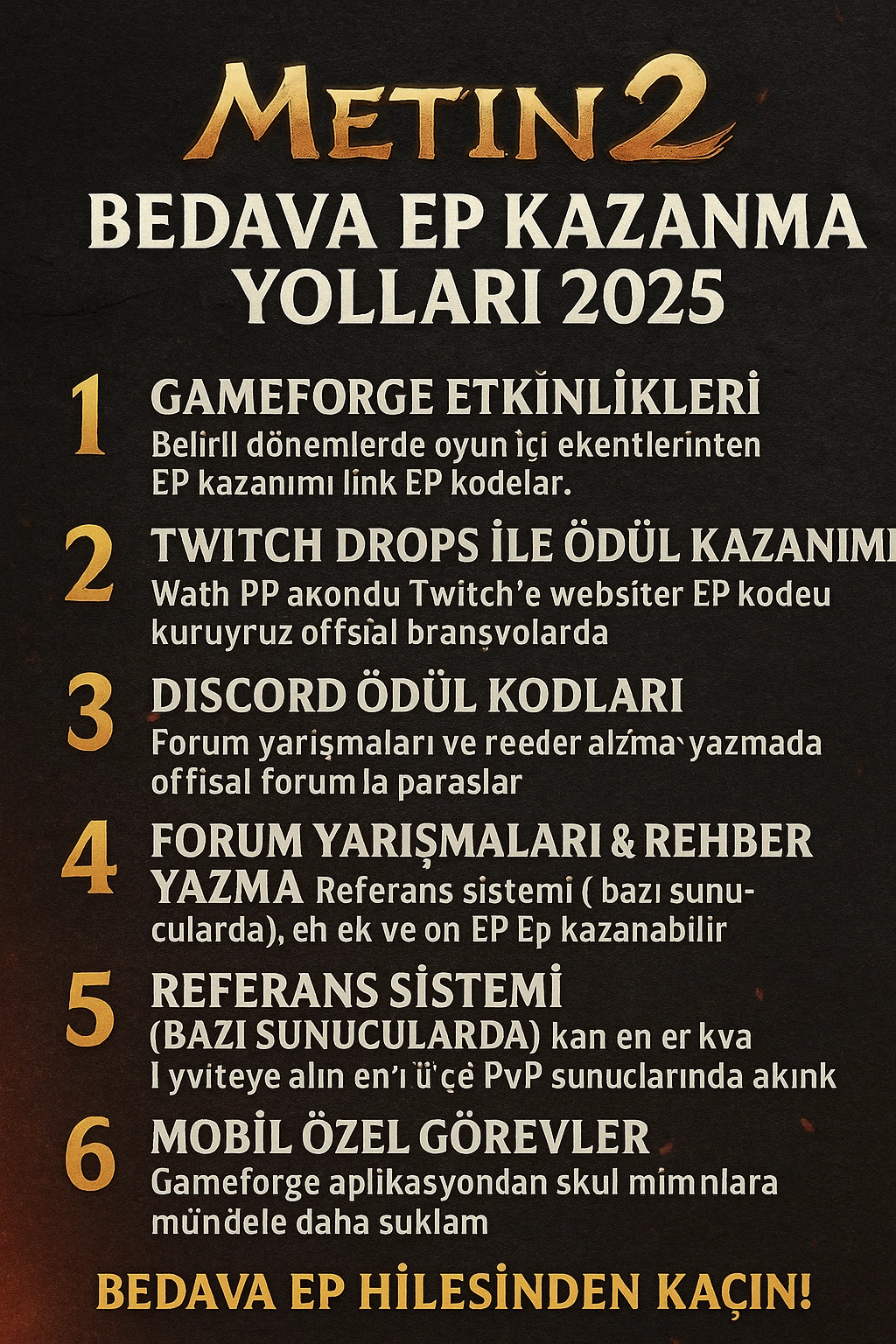 Metin2 Bedava EP Kazanma Yolları 2025 – Bilinmeyen Yöntemler Ortaya Çıktı!