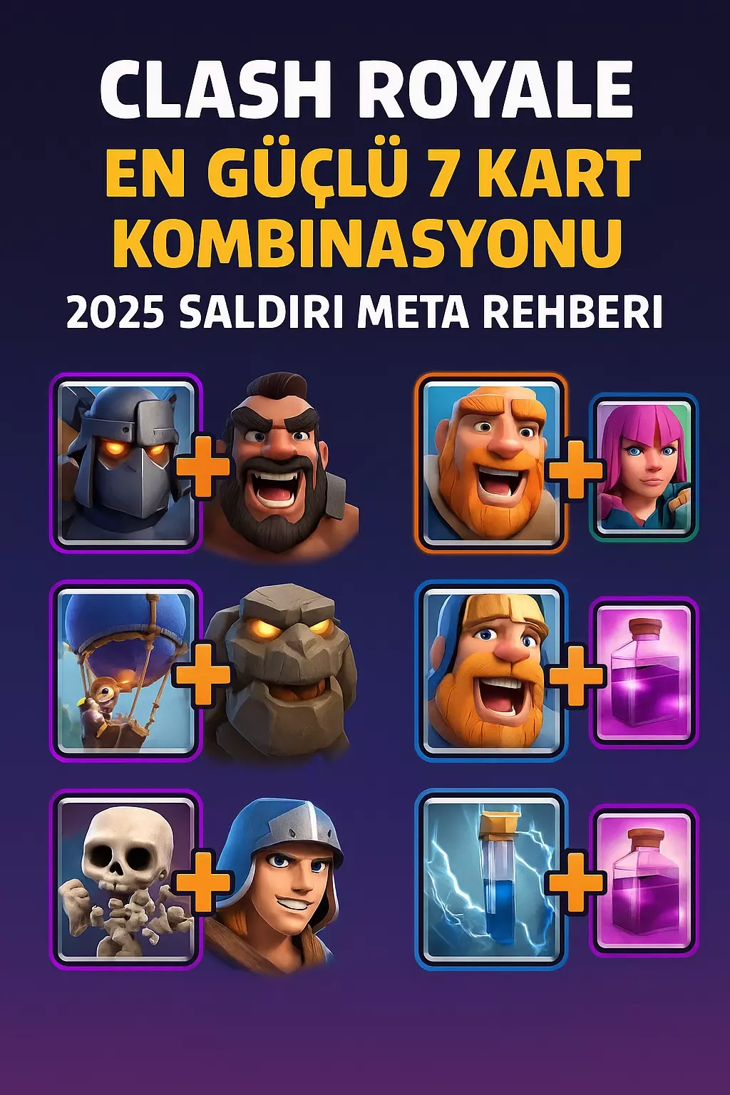 ⚔️ Clash Royale En Güçlü 7 Kart Kombinasyonu – 2025 Saldırı Meta Rehberi!