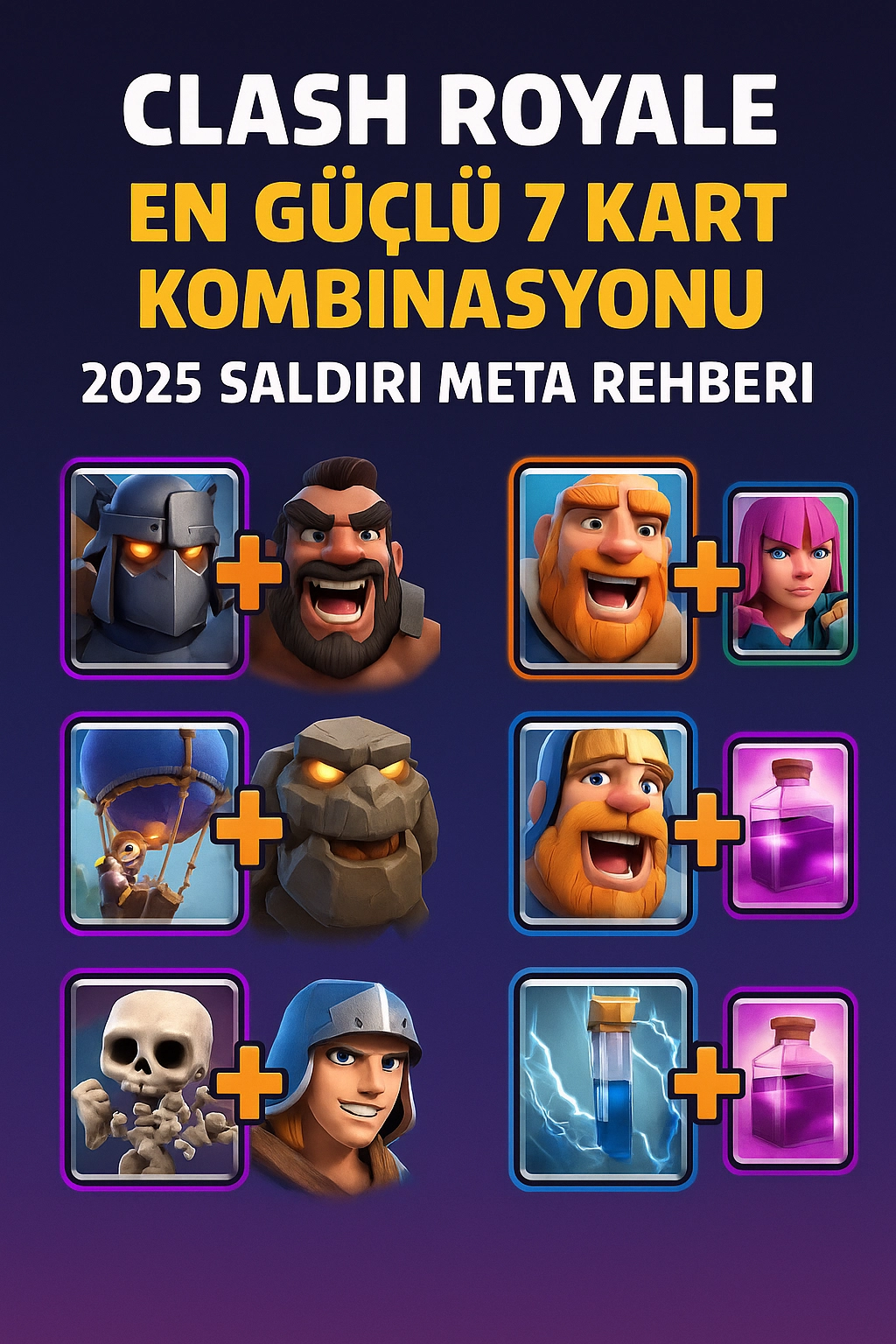 ⚔️ Clash Royale En Güçlü 7 Kart Kombinasyonu – 2025 Saldırı Meta Rehberi!