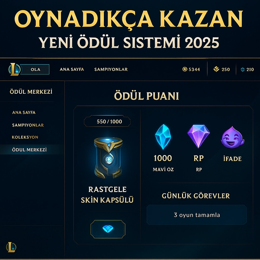 LoL Oyuncularına Yeni Ödül Sistemi Geliyor! Oynadıkça Skin Kazan LoL Oyuncularına Yeni Ödül Sistemi Geliyor! Oynadıkça Skin Kazan