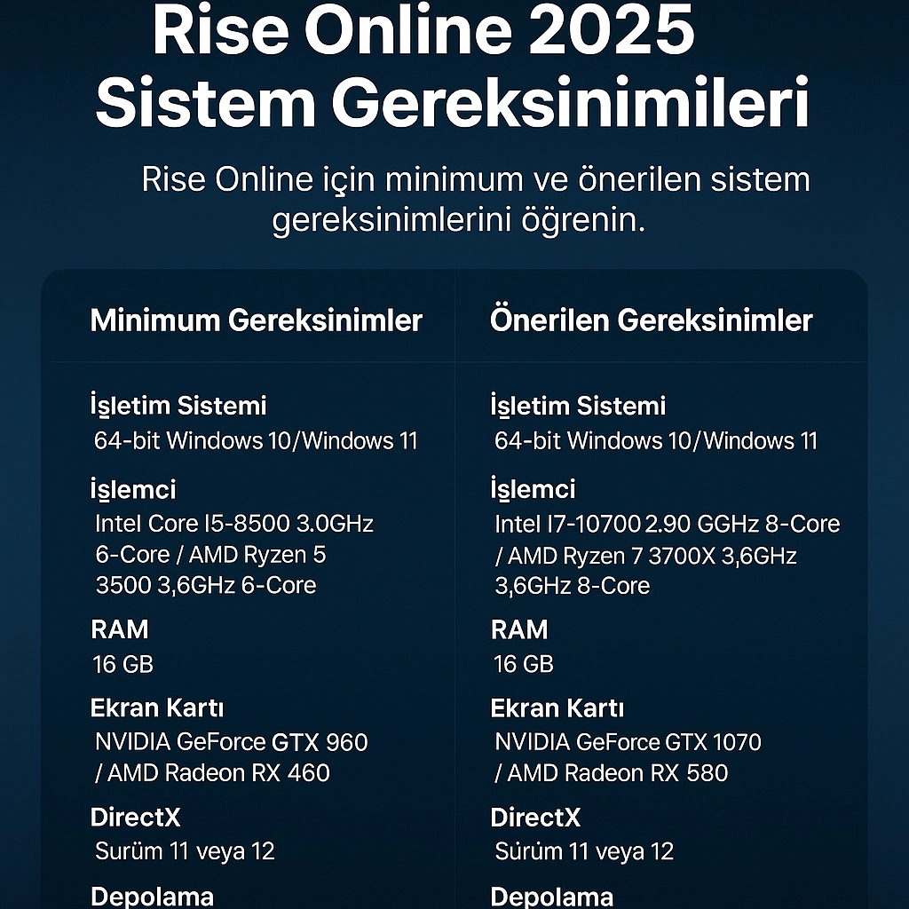 Rise Online 2025 Sistem Gereksinimleri