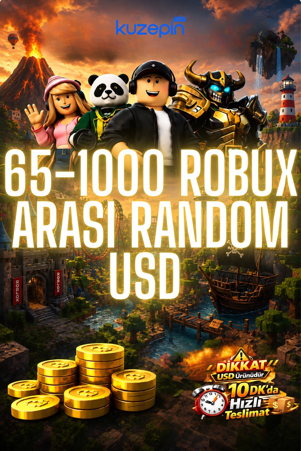 65 -1000 Arası Random Robux USD