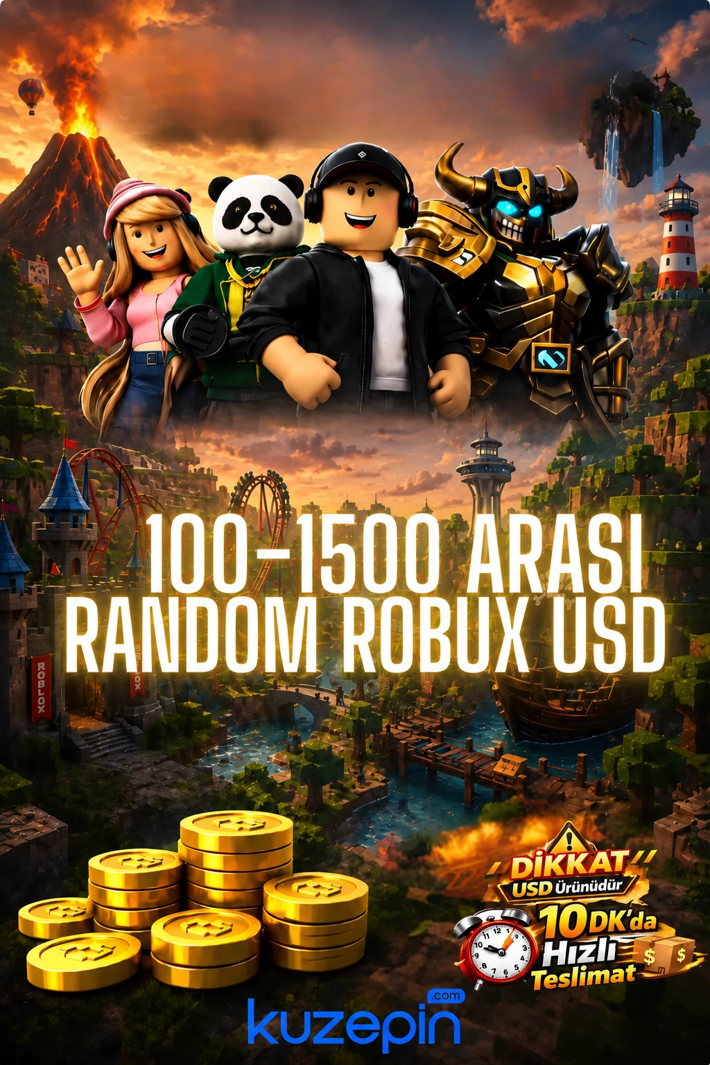 100-1500 Arası Random Robux USD