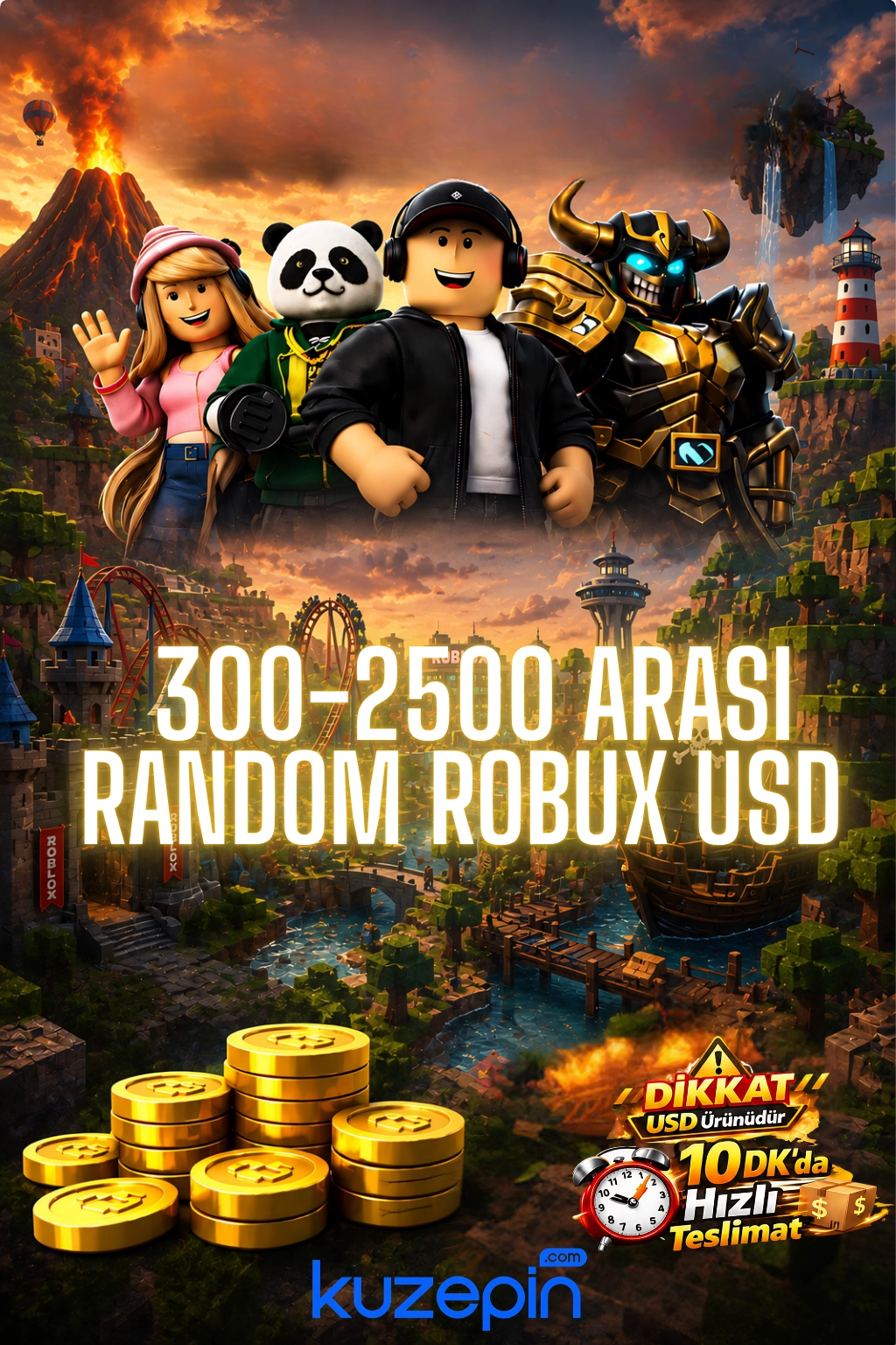 Roblox 300-2500 Arası  Random Robux USD