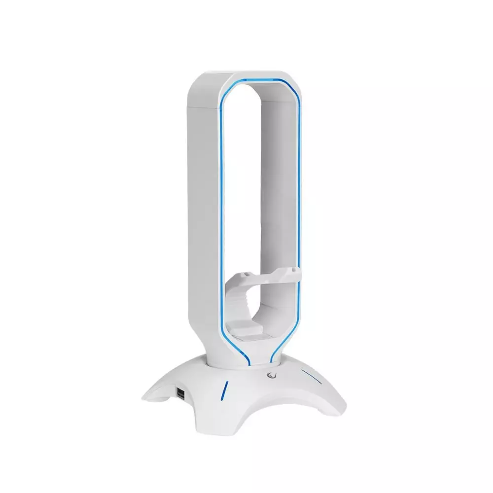 Rampage RM-H66 Guard Beyaz RGB Işıklı Kulaklık Standı (2×USB Port)