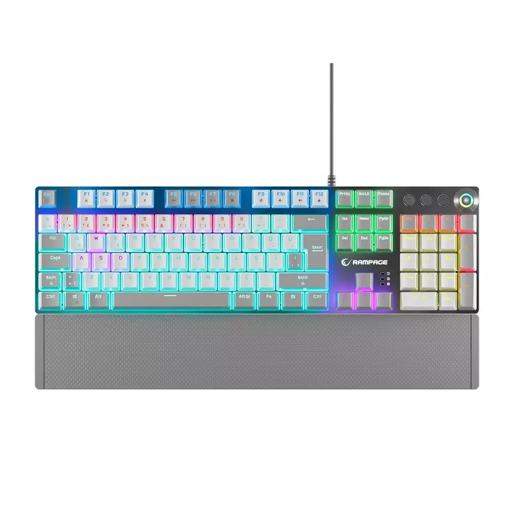 RAMPAGE KB-R28 BLADE PLUS BEYAZ/GRİ RGB RED SWITCH MEKANİK GAMING KLAVYE-BEYAZ/GRİ