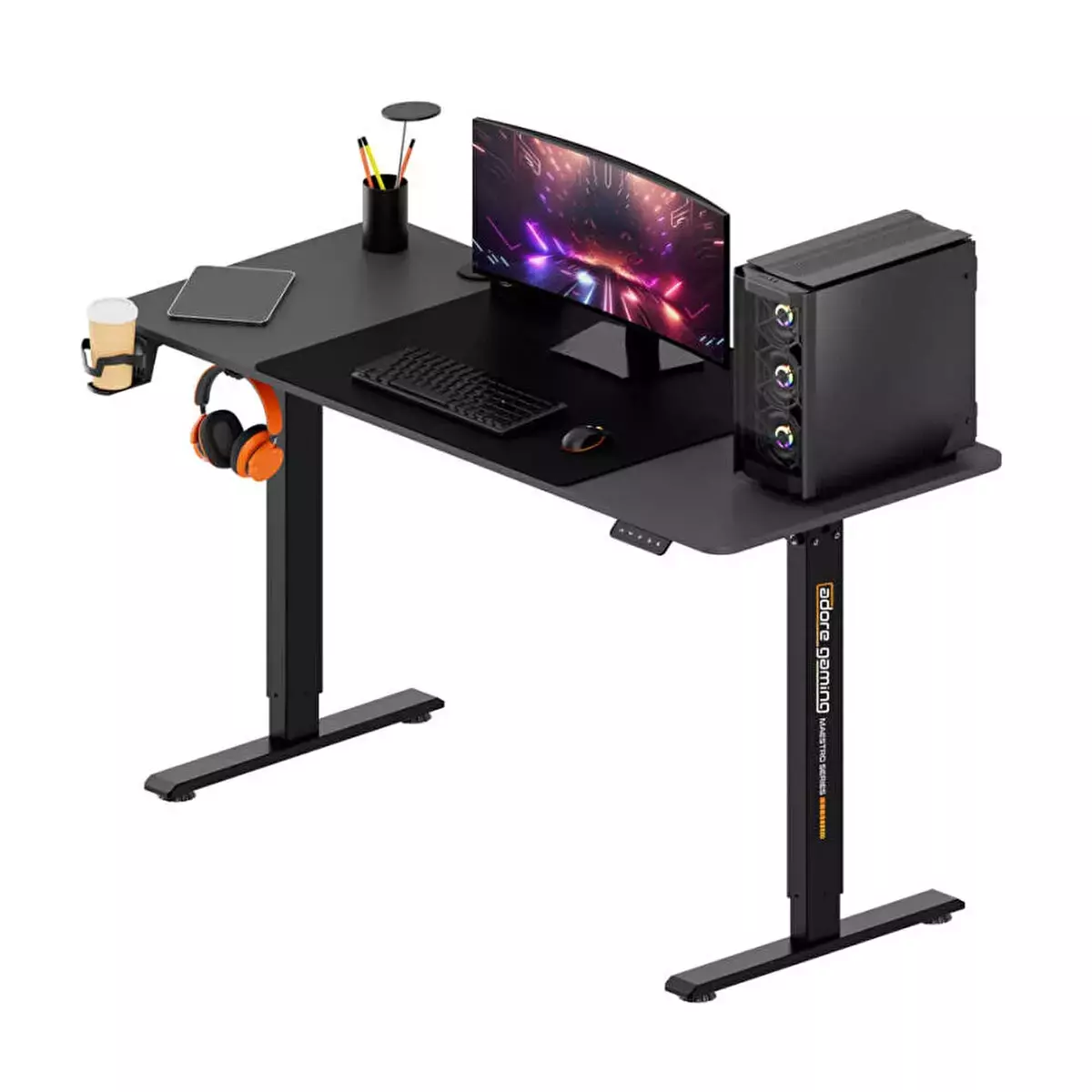 Adore Mobilya Gaming Maestro-X Yükseklik Ayarlı Oyuncu Masası - Siyah 140x72-117x60 cm