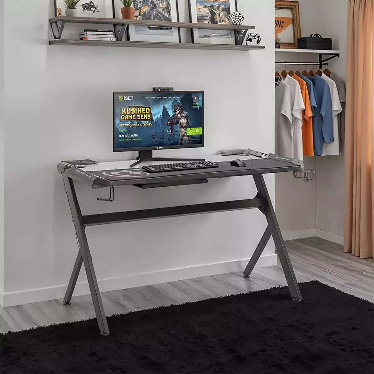 Adore Mobilya Ryze Extreme Karbon Fiber RGB Oyuncu Masası - Siyah 120x60x76 cm