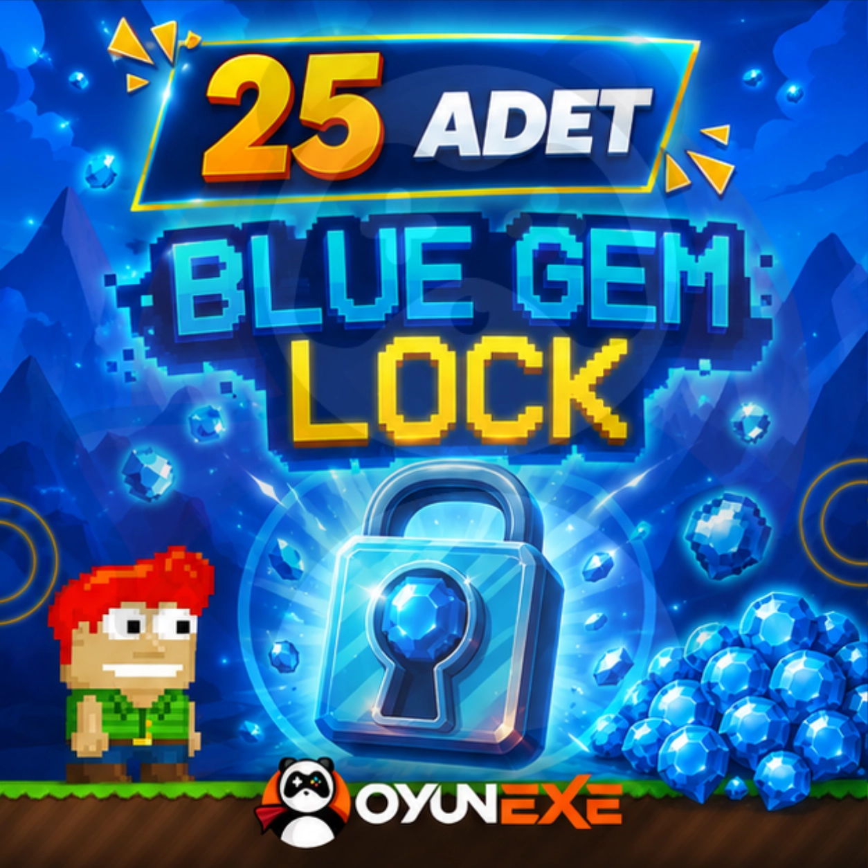 25 Adet Blue Gem Lock BGL