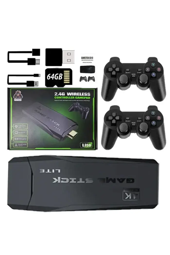 M8 Plus 4K HDMI Mini Retro Oyun Konsolu – 64GB, 3500+ Yüklü Oyun, Kablosuz Çift Kollu Tak-Çalıştır Sistem