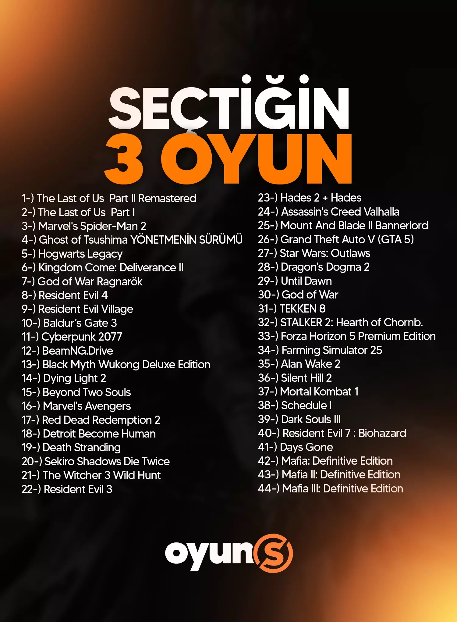 Seçtiğin 3 Oyun – PC