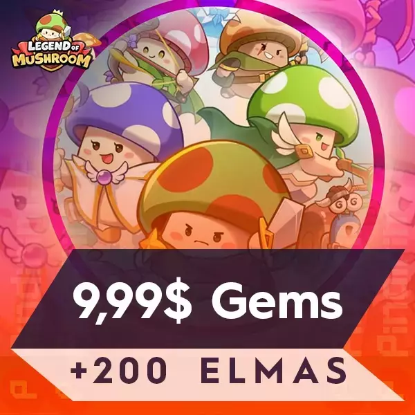 Legend of Mushroom 9.99 USD Gems + 200 Elmas